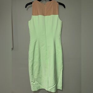 ANTONIO MELANI Light Green and Tan Midi Dress